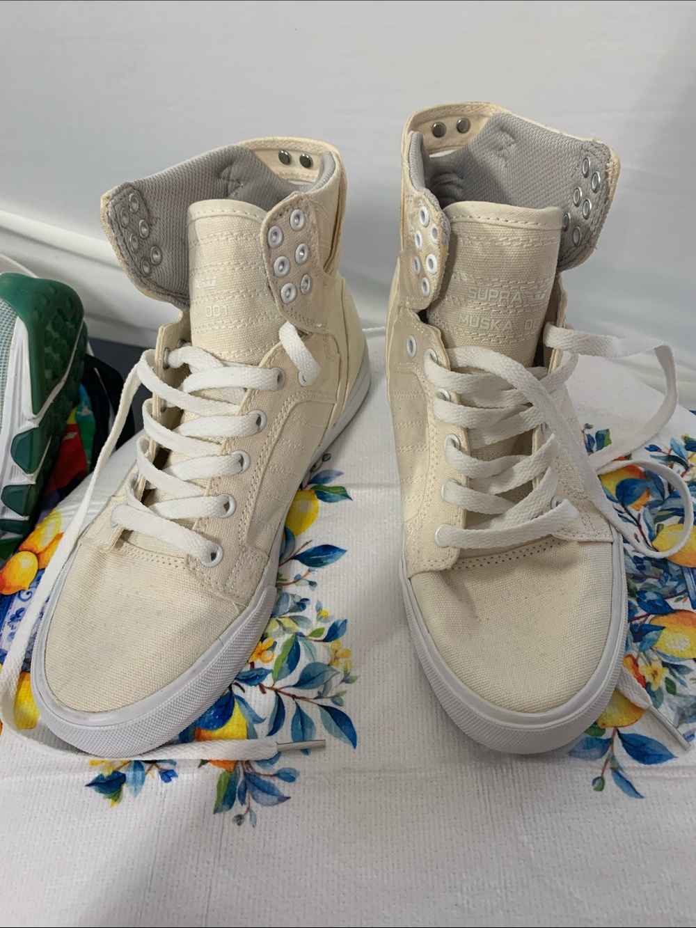 Supra Cream High-Top Canvas Sneakers